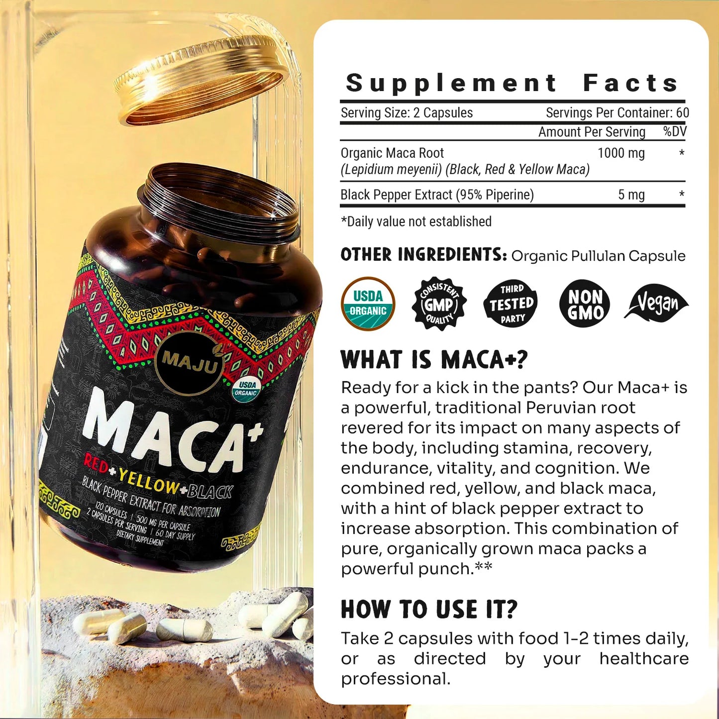 MAJU Organic Maca Plus Capsules (120ct)