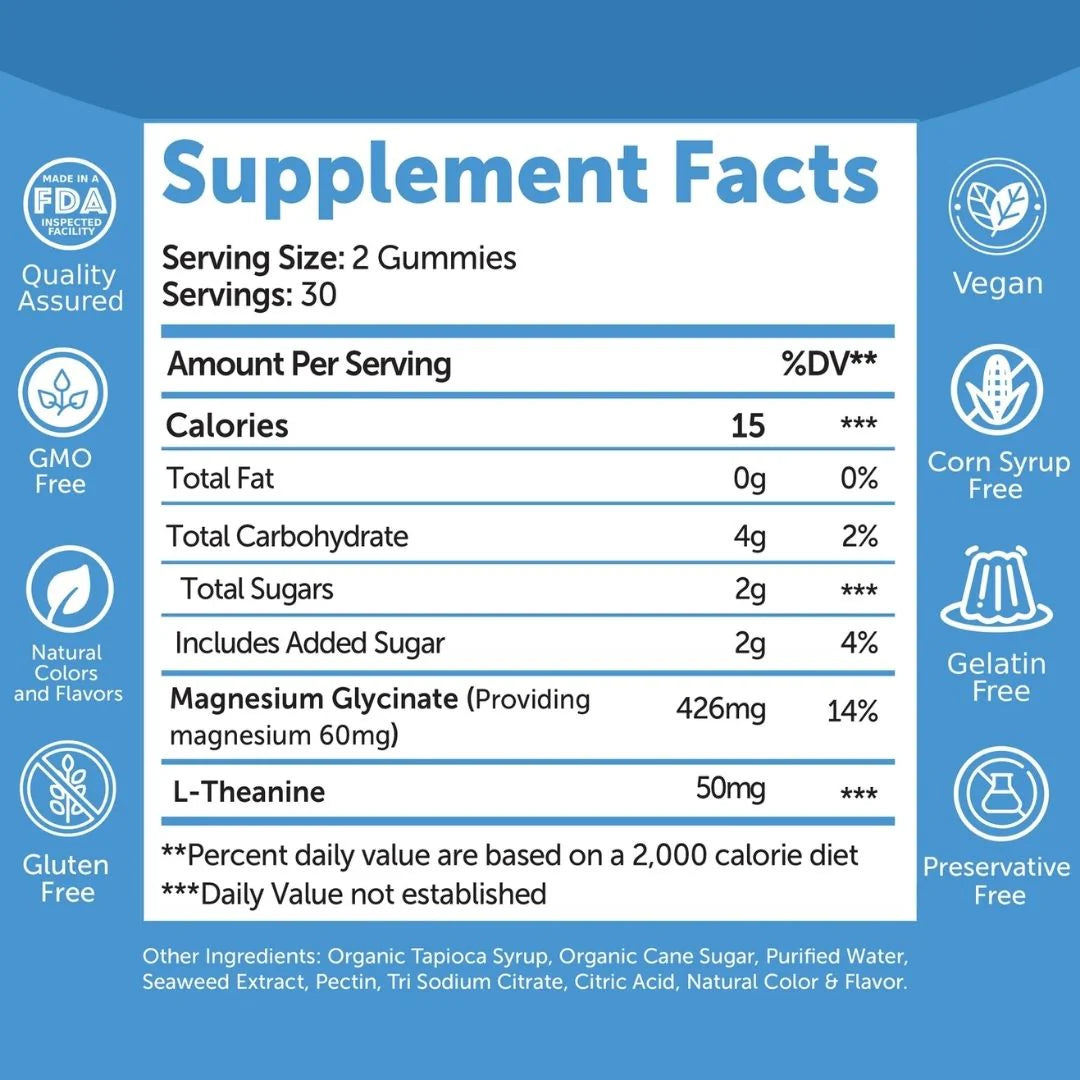 Magnesium Glycinate + L-Theanine - 60 Gummies