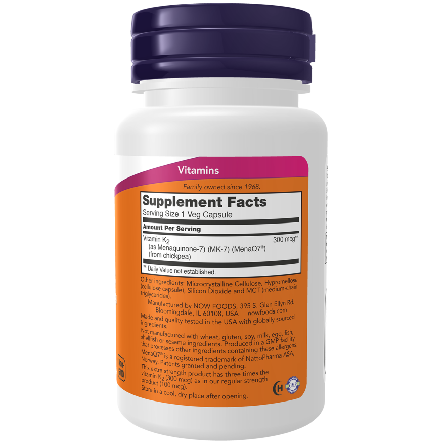 MK-7 Vitamin K-2, Extra Strength 300 mcg Veg Capsules-Vitamins-AlchePharma