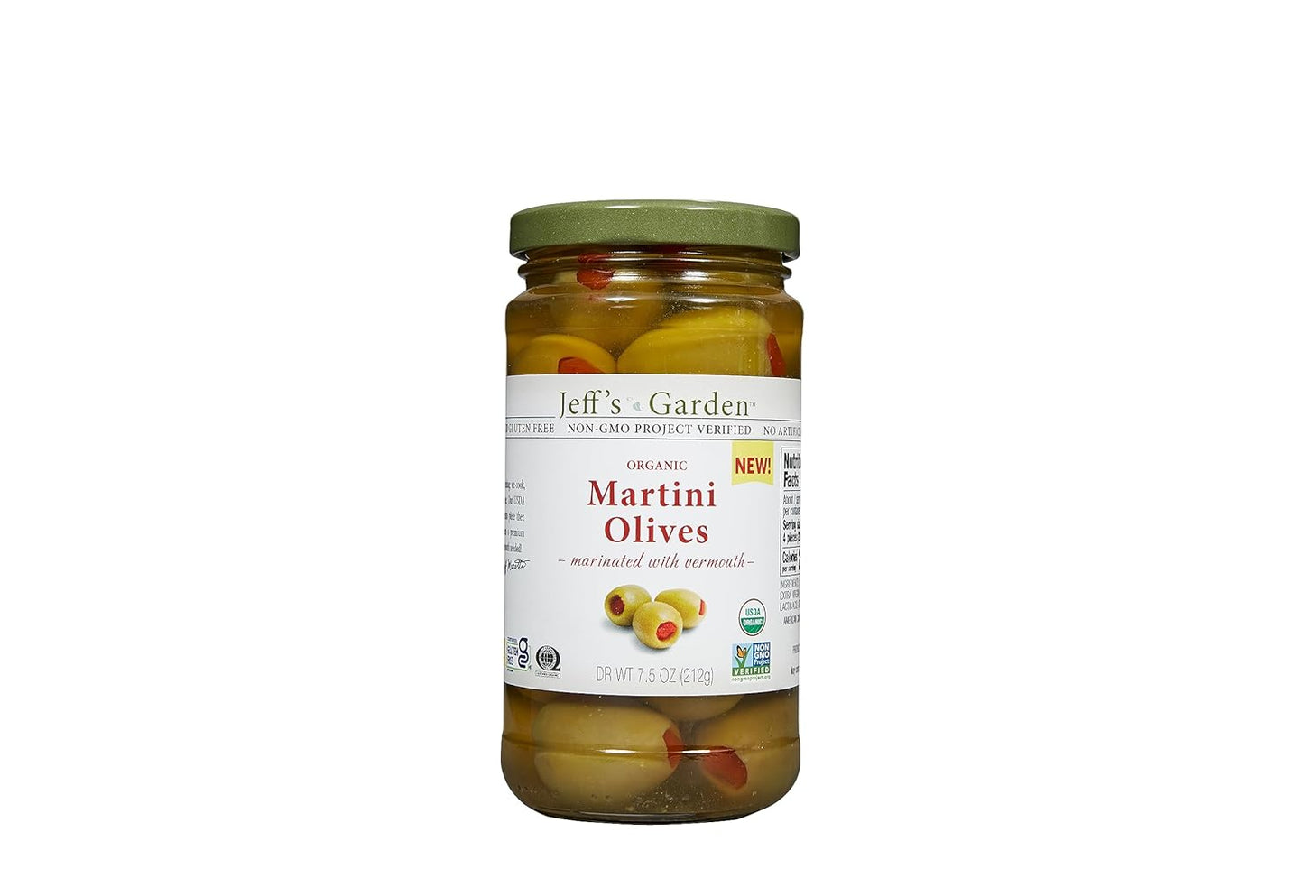 Martini Olives - Organic, Pimiento Stuffed, Marinated with Vermouth - 6.7 Fl. Oz.