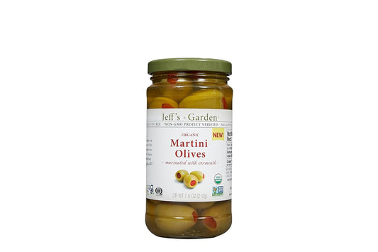 Martini Olives - Organic, Pimiento Stuffed, Marinated with Vermouth - 6.7 Fl. Oz.