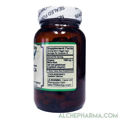 Maca Root Capsules (90 Vcaps) - *Organic, 100% Vegetarian Raw and Gelatinized-maca-AlchePharma