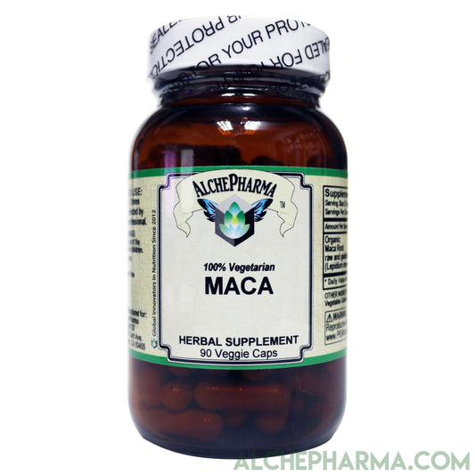 Maca Root Capsules (90 Vcaps) - *Organic, 100% Vegetarian Raw and Gelatinized-maca-AlchePharma
