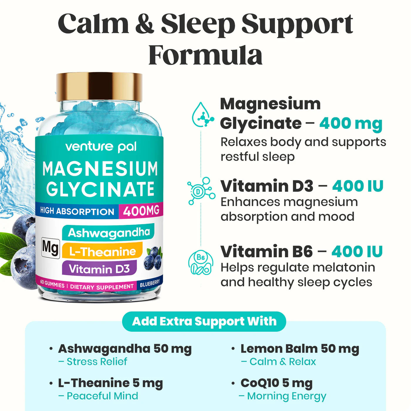 Magnesium Glycinate Gummies Blueberry 60 Gummies