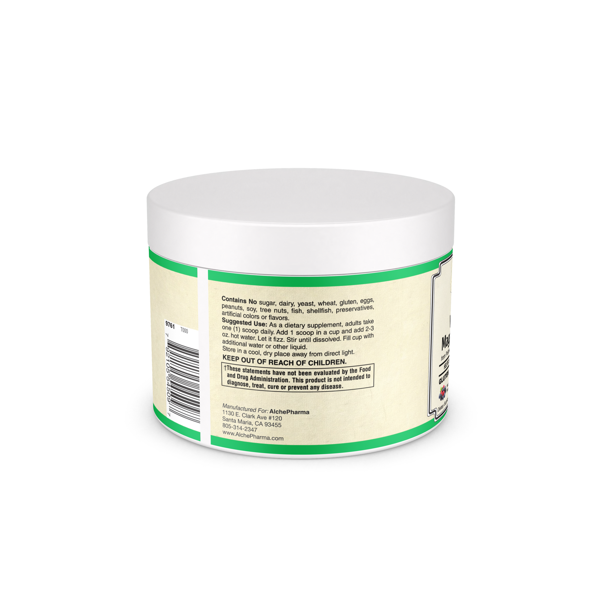Magnesium Powder from Whole Food ( Icelandic Red Algae) Effervescent, Certified Vegan-Minerals-AlchePharma
