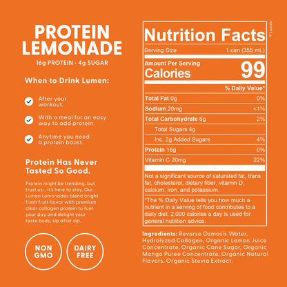Protein Lemonade - Clear Collogen Protein Beverage - 12 Fl. Oz.