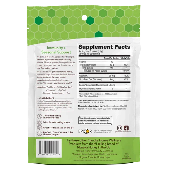 Manuka Honey Lozenges 18ct./2.6 Oz. (3 Options)-cough drops-AlchePharma