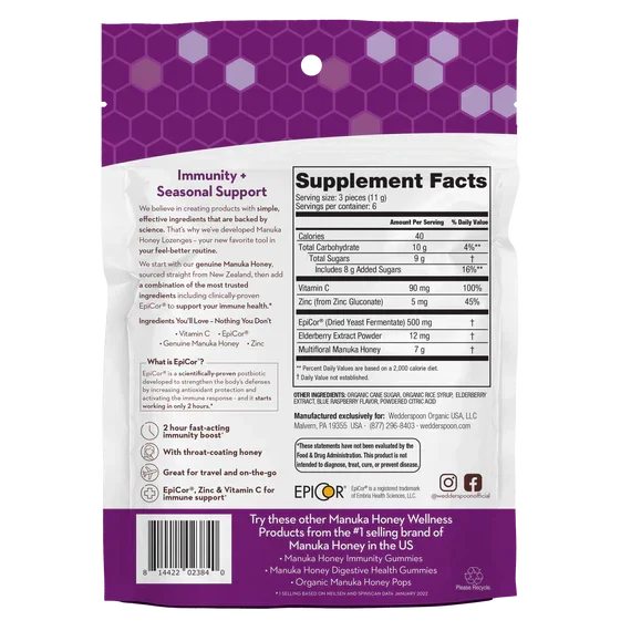 Manuka Honey Lozenges 18ct./2.6 Oz. (3 Options)-cough drops-AlchePharma