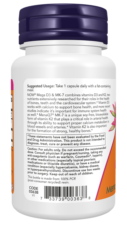 Mega D3 & MK-7 5000 IU/180 Mcg