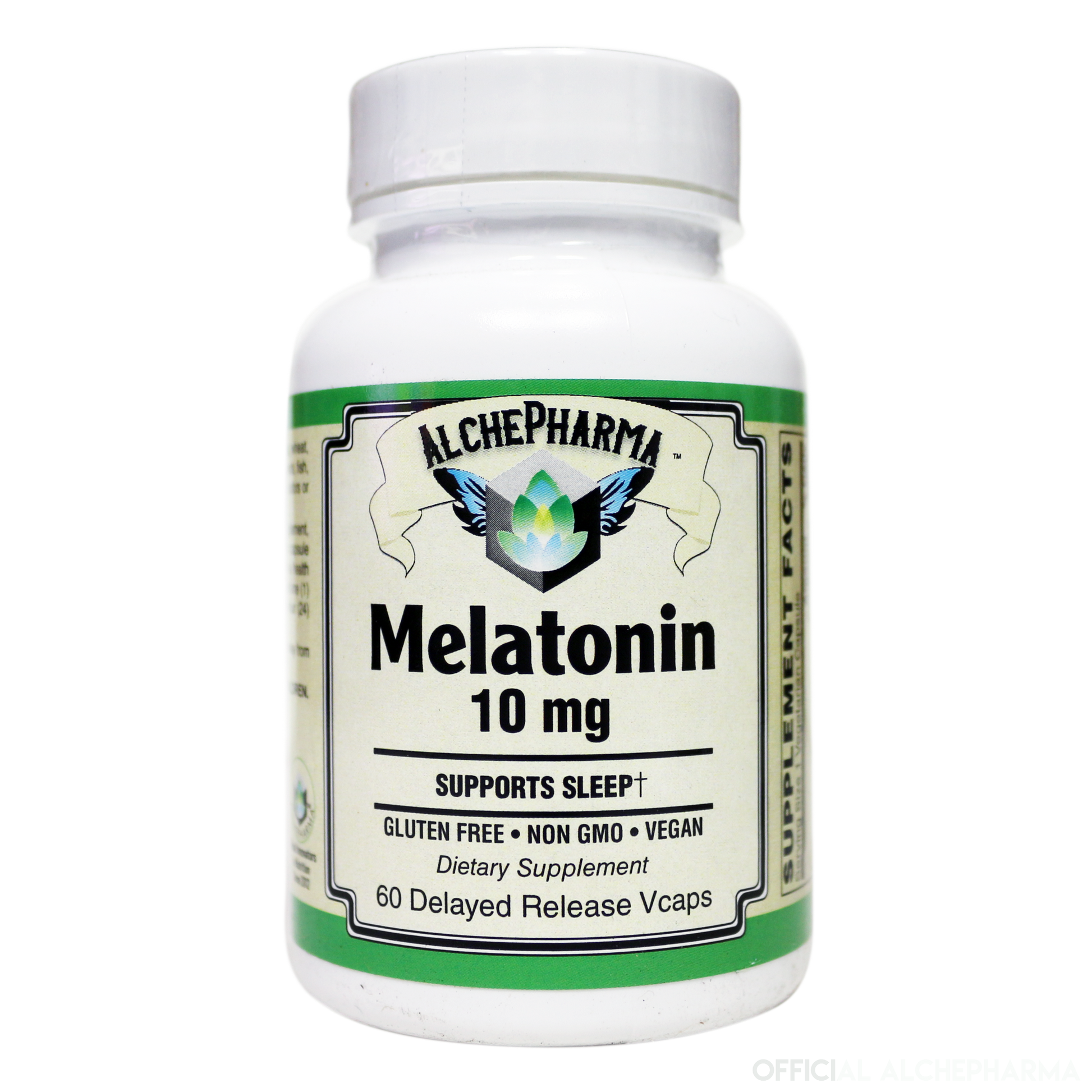 Melatonin 10 mg - ( Pharmaceutical grade ) Delayed Time Released plus Synergistic Vitamin B6- Vegetable Capsules-AlchePharma