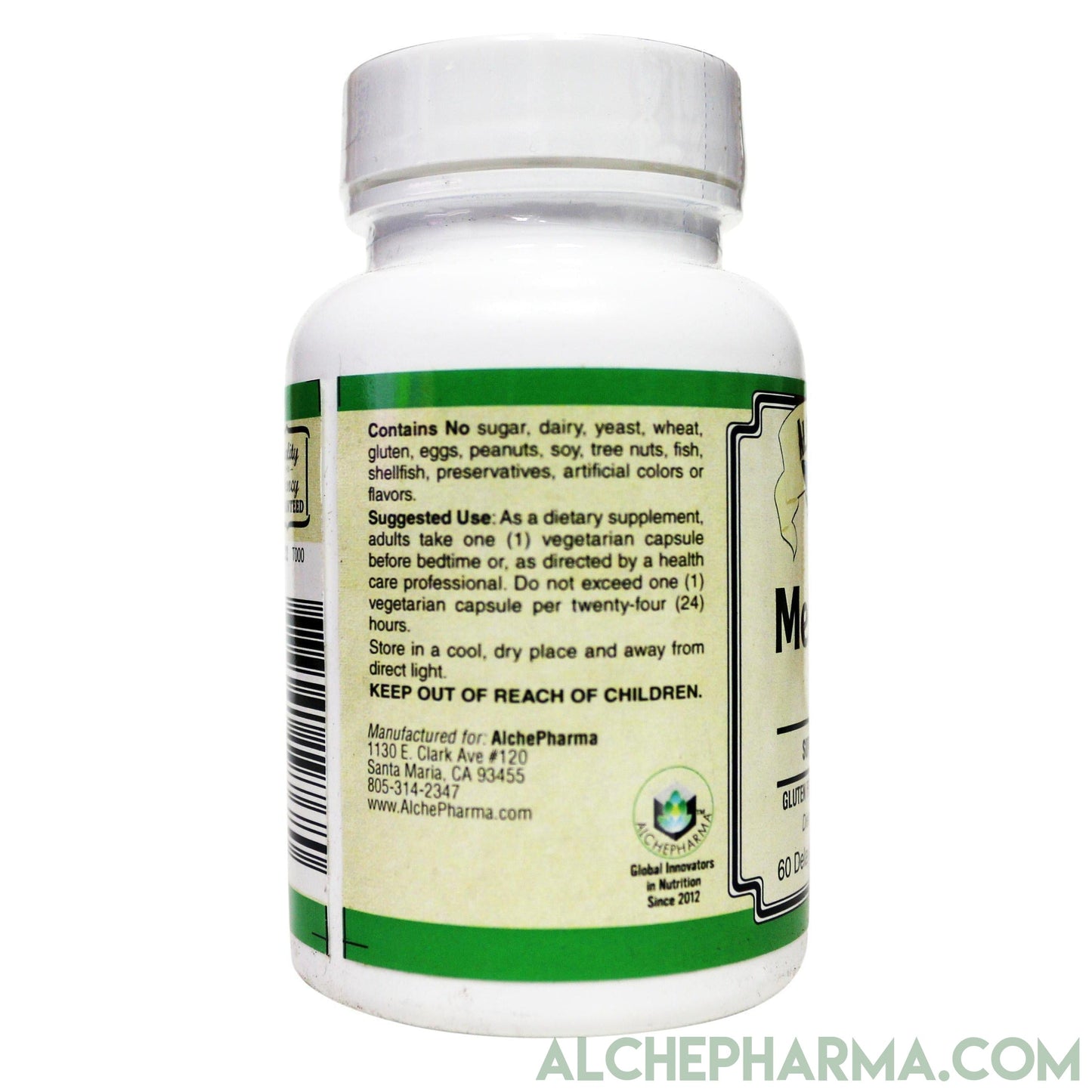 Melatonin 10 mg - ( Pharmaceutical grade ) Delayed Time Released plus Synergistic Vitamin B6- Vegetable Capsules-AlchePharma