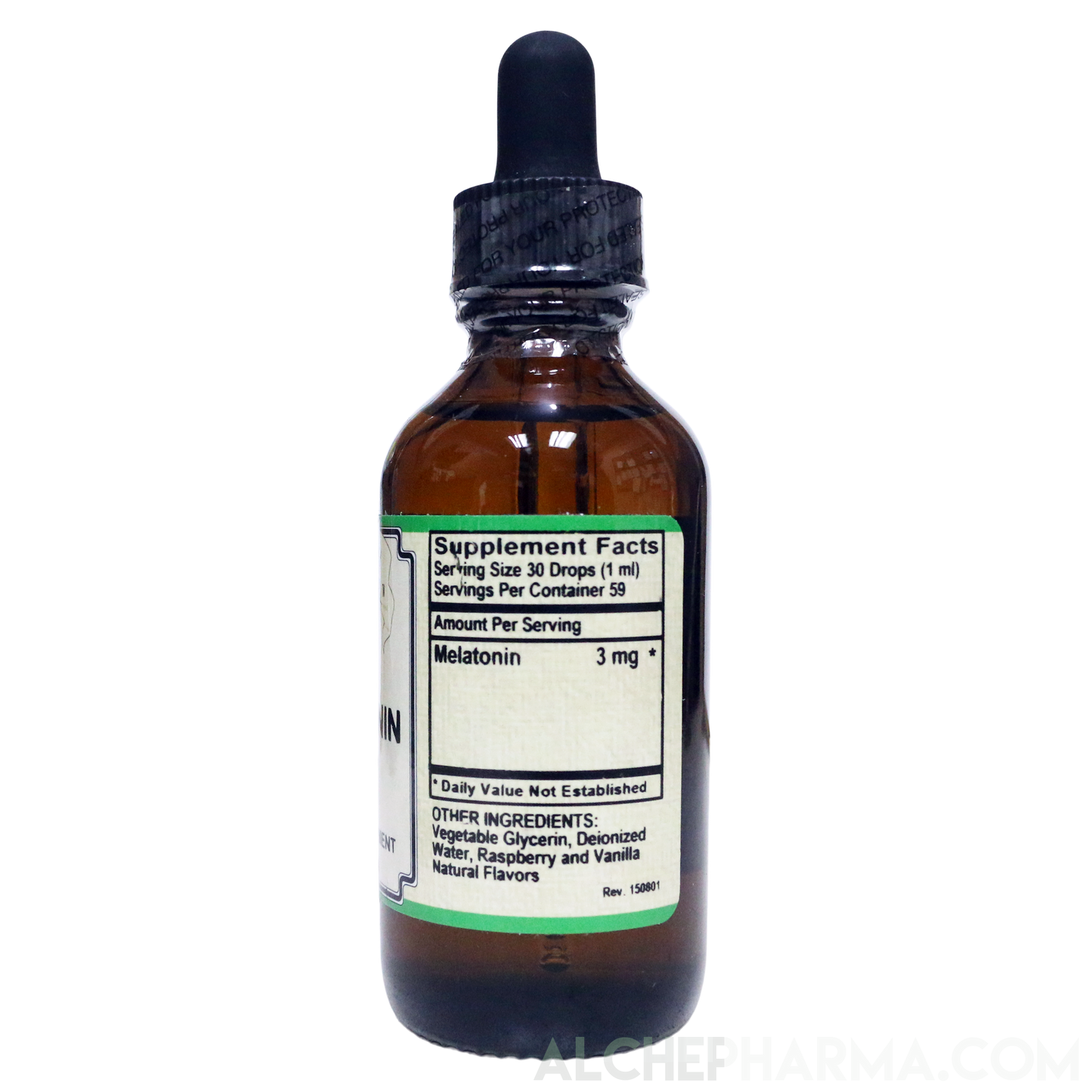 Melatonin Liquid 3mg -( per 30 drops ) Natural Raspberry and Vanilla Flavor PARVE K-1604-Melatonin-AlchePharma