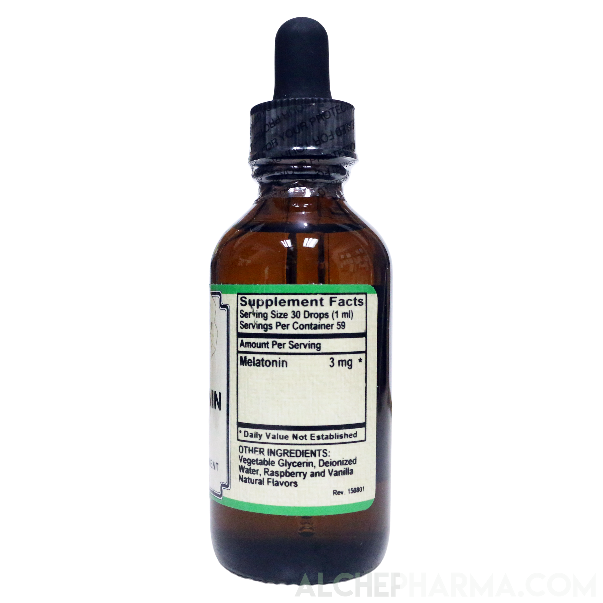 Melatonin Liquid 3mg -( per 30 drops ) Natural Raspberry and Vanilla Flavor PARVE K-1604-Melatonin-AlchePharma