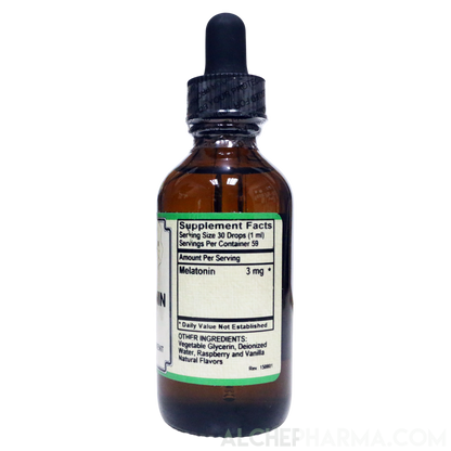 Melatonin Liquid 3mg -( per 30 drops ) Natural Raspberry and Vanilla Flavor PARVE K-1604-Melatonin-AlchePharma