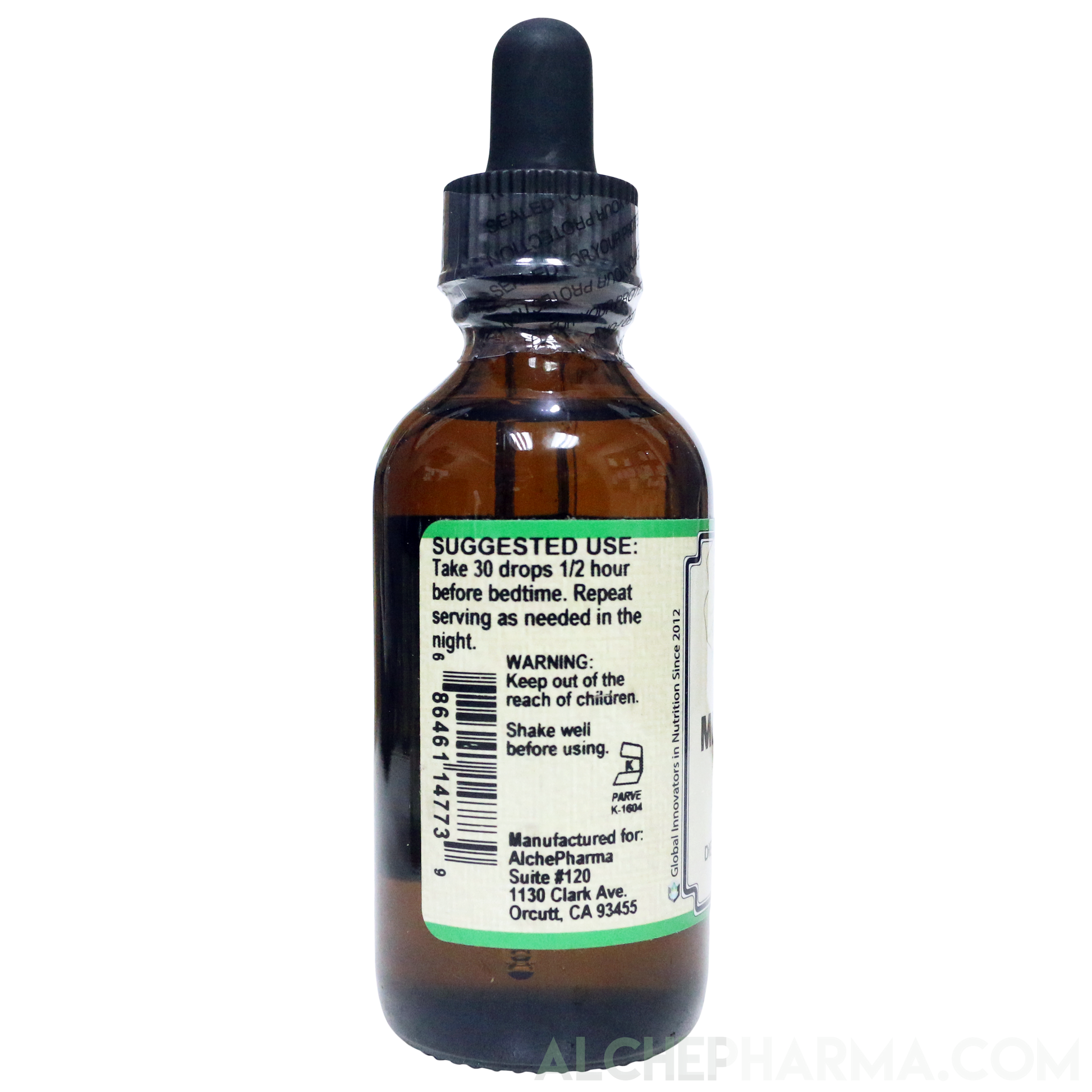 Melatonin Liquid 3mg -( per 30 drops ) Natural Raspberry and Vanilla Flavor PARVE K-1604-Melatonin-AlchePharma