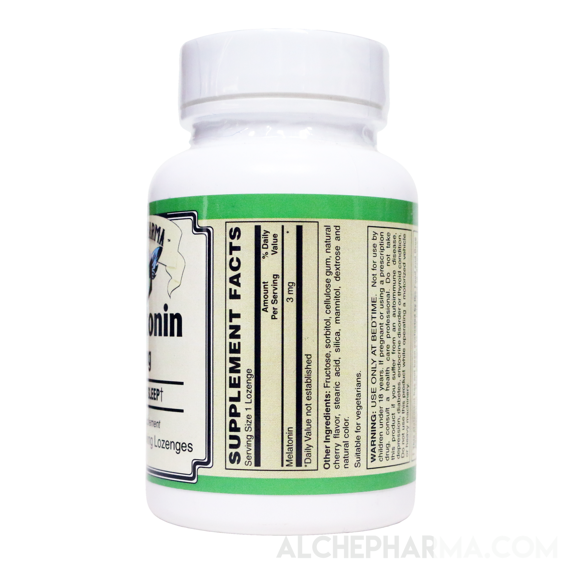 Melatonin Lozenges 3 mg. Pharmaceutical Grade, Vegetarian-AlchePharma