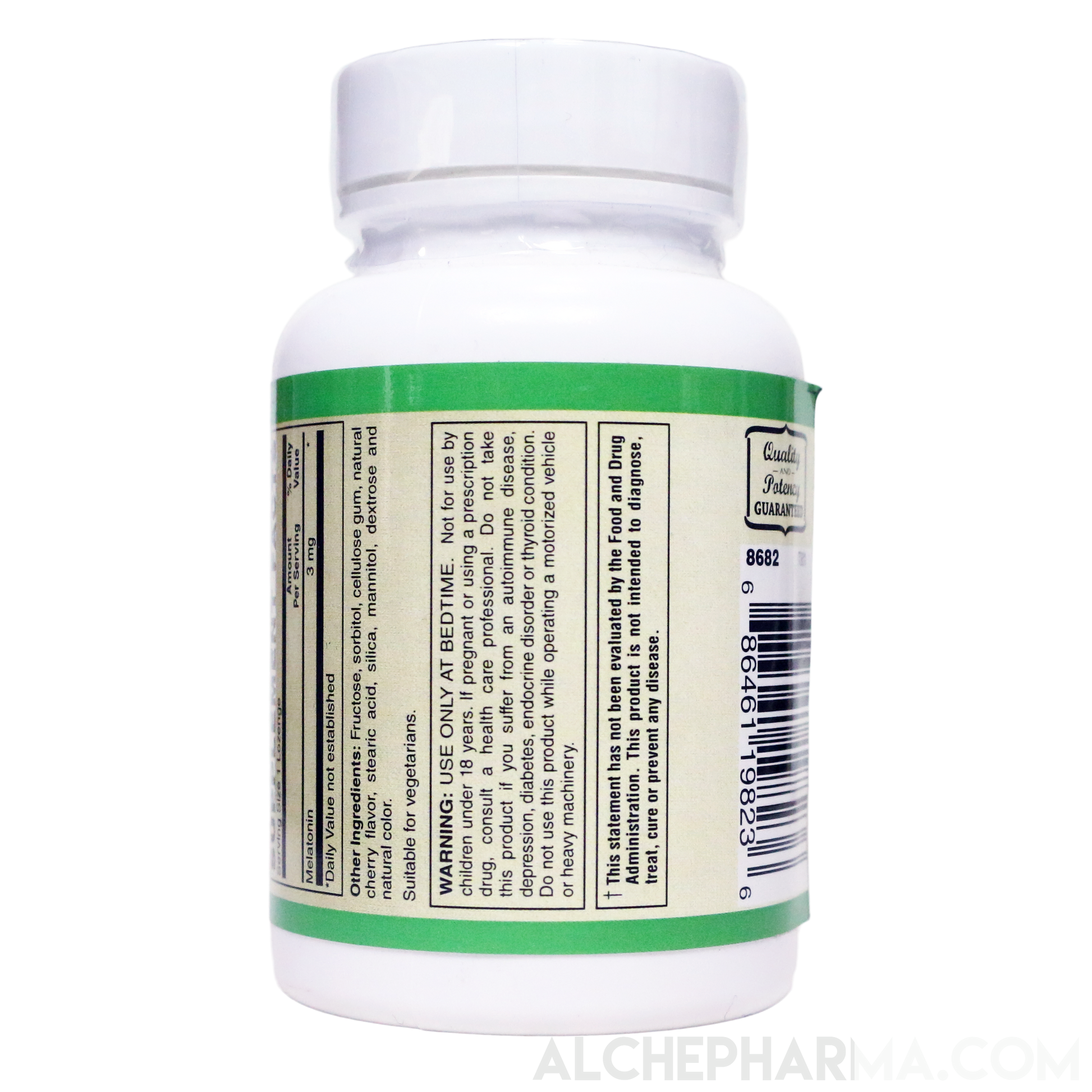 Melatonin Lozenges 3 mg. Pharmaceutical Grade, Vegetarian-AlchePharma