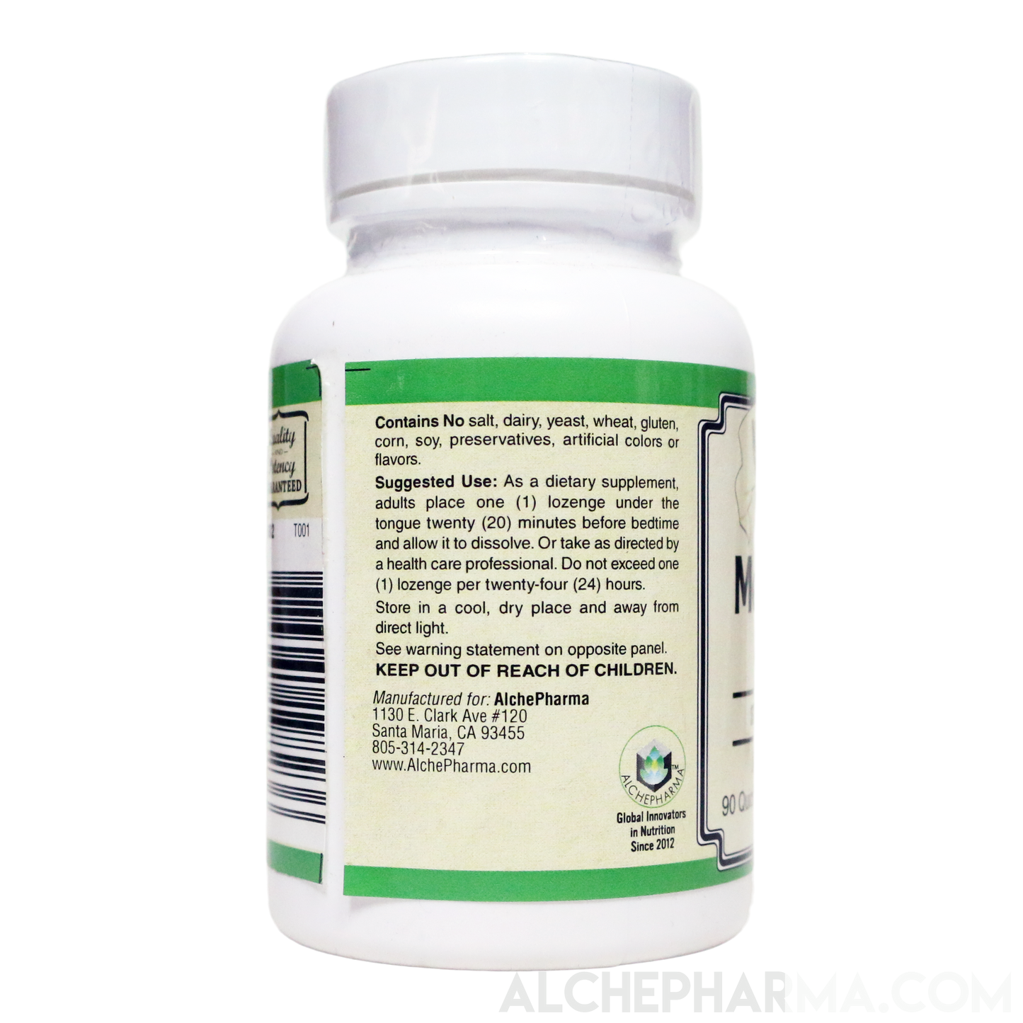 Melatonin Lozenges 3 mg. Pharmaceutical Grade, Vegetarian-AlchePharma