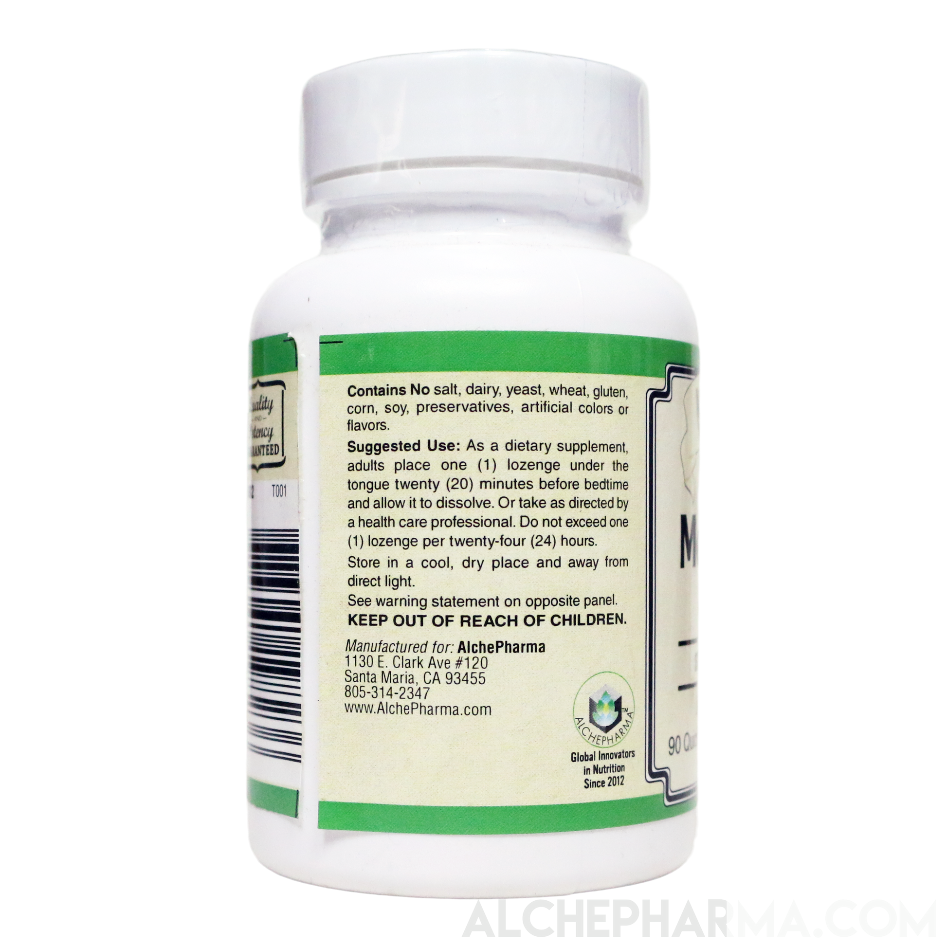 Melatonin Lozenges 3 mg. Pharmaceutical Grade, Vegetarian-AlchePharma