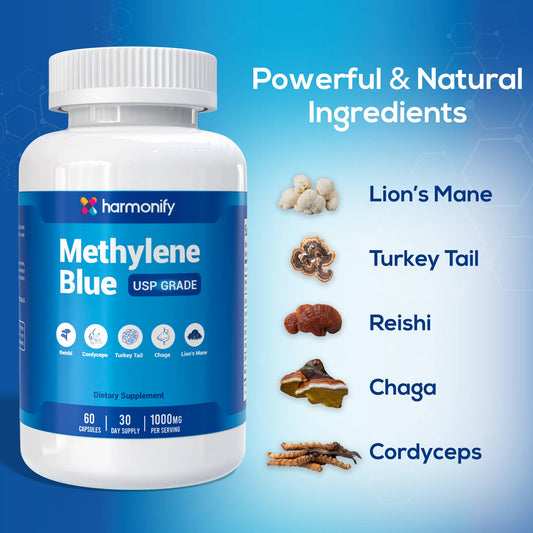 Methylene Blue Capsules 1000 mg with Mushrooms, USP Grade-AlchePharma