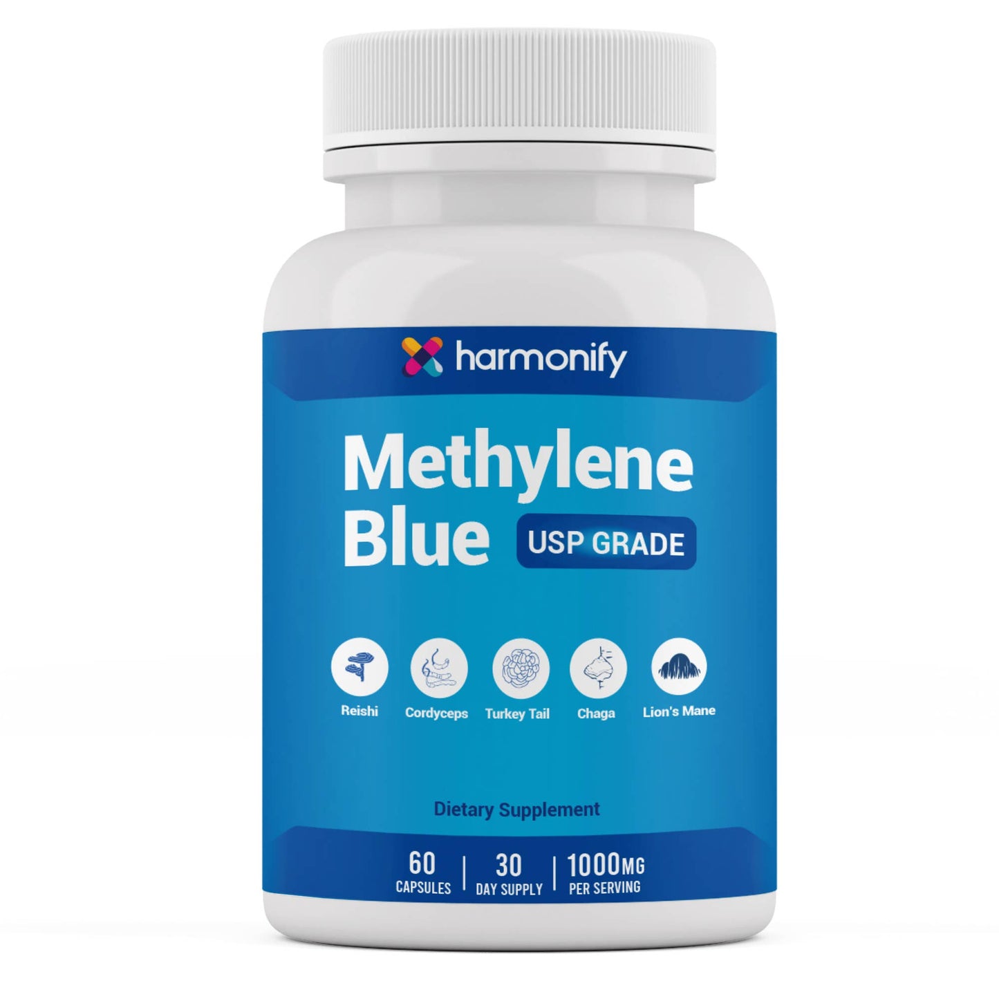 Methylene Blue Capsules 1000 mg with Mushrooms, USP Grade-AlchePharma