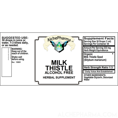 Milk Thistle (Alcohol Free ) w/ Organic Milk Thistle Seed HSR 1:3 Parve K-1604-AlchePharma