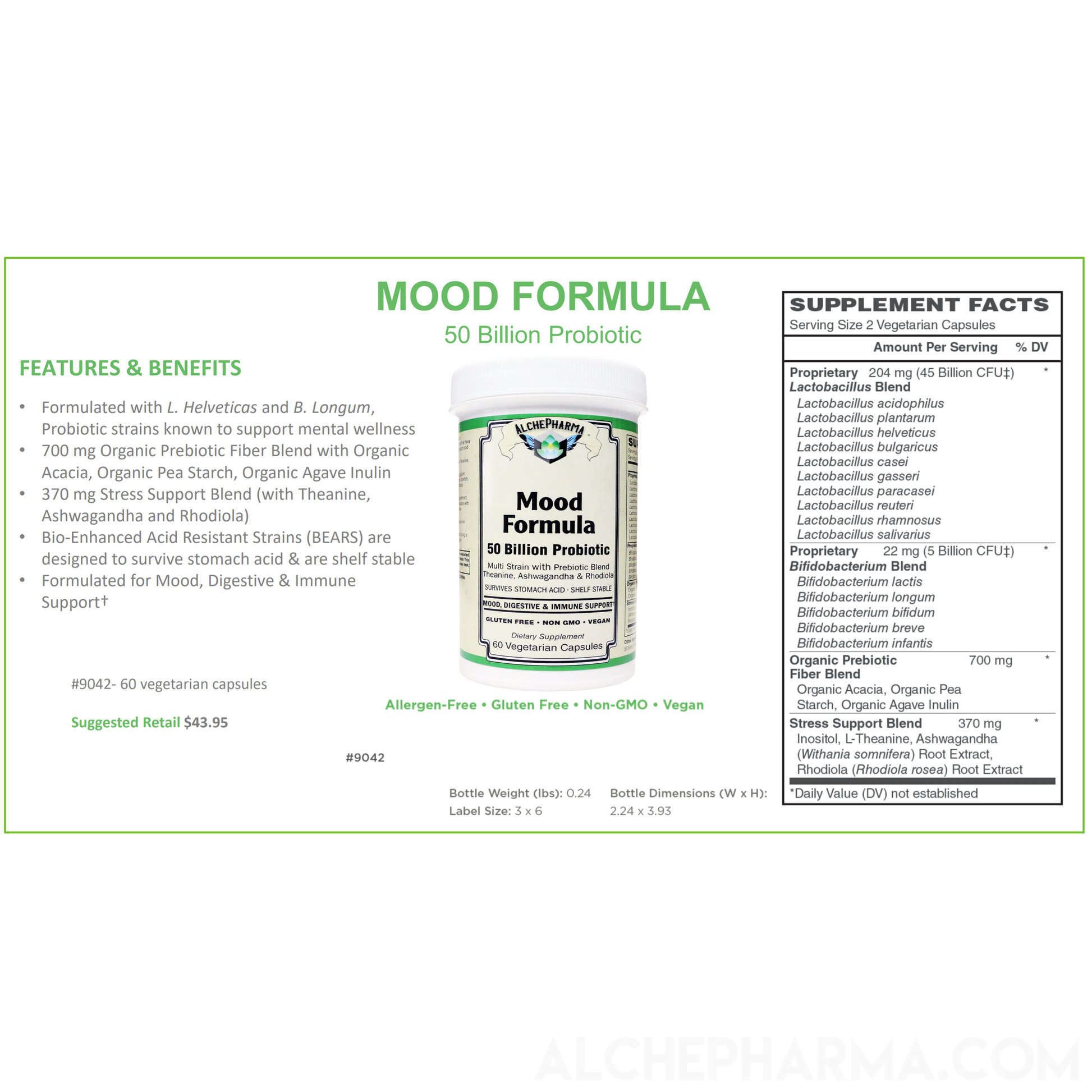 Mood Formula- Advanced Bioenhanced Synbiotic ( “gut-brain axis” )-AlchePharma
