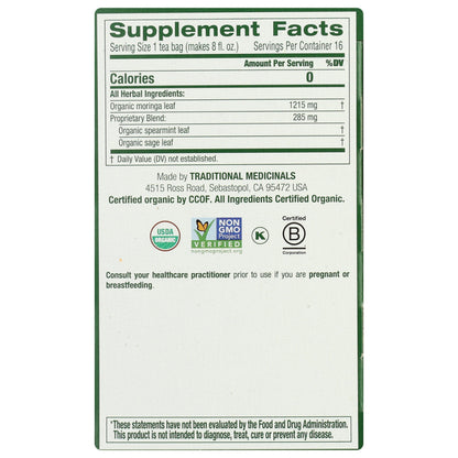 Moringa Tea with Spearmint & Sage, Organic-Herbal Teas-AlchePharma