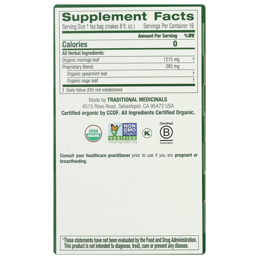 Moringa Tea with Spearmint & Sage, Organic-Herbal Teas-AlchePharma
