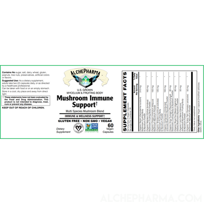 Mushroom Immune Support (Organic Multi-Species Blend) derived from Mycelium & Fruiting Body-Mushrooms-AlchePharma