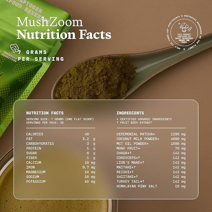 MushZoom! - Mushroom Matcha Superfood Latte - 210 Grams