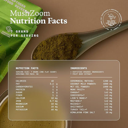 MushZoom! - Mushroom Matcha Superfood Latte - 210 Grams