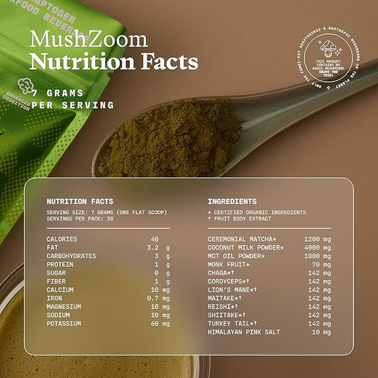 MushZoom! - Mushroom Matcha Superfood Latte - 210 Grams