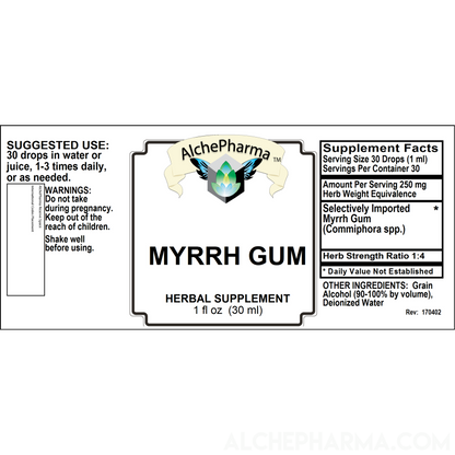 Myrrh Gum liquid ( Commiphora myrrha ) HSR 1:4 PARVE K-1604-Herb Tincture-AlchePharma