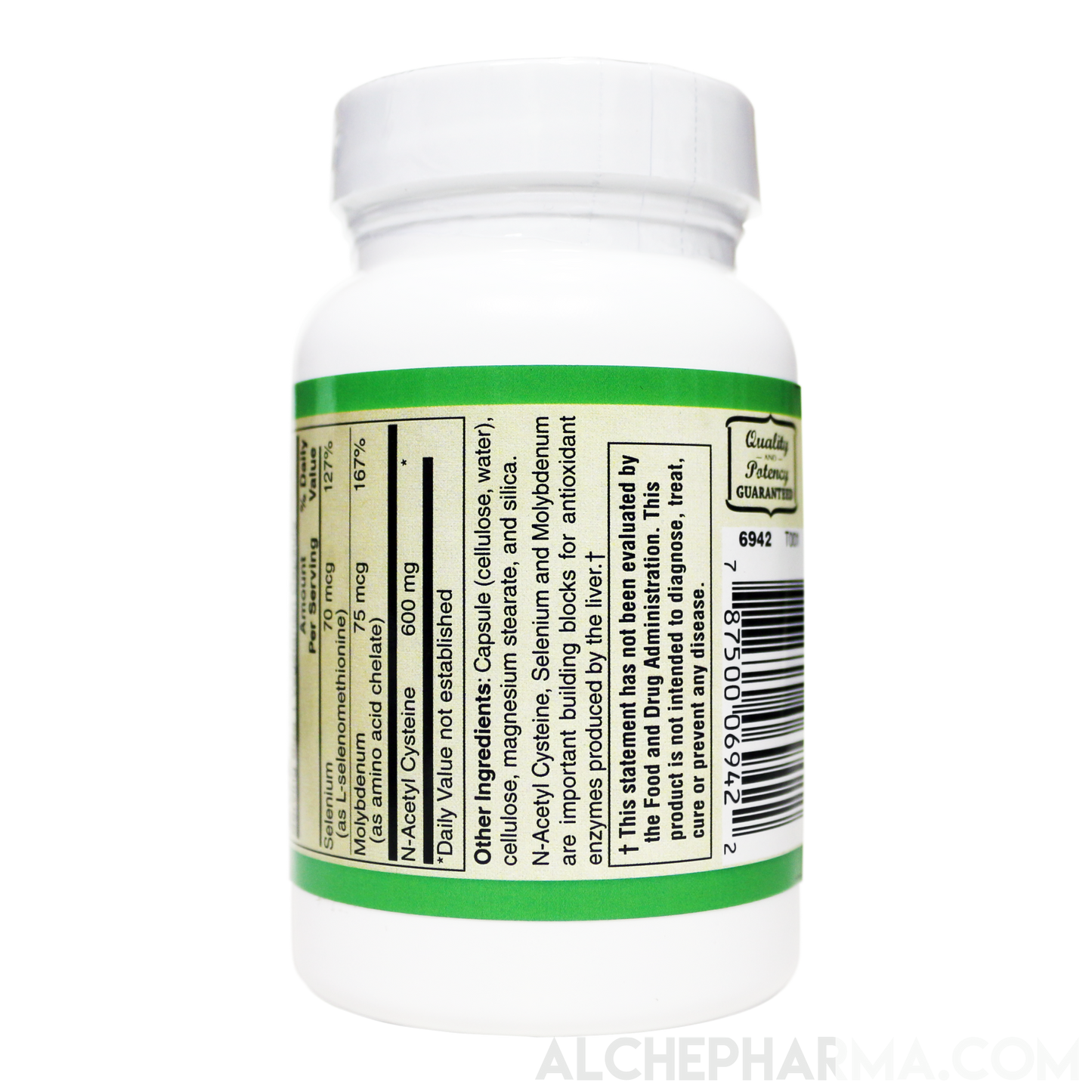 N-acetyl cysteine (NAC) 600mg Active w/ Co-Factors L-Selenomethione and Molybdenum-amino acid-AlchePharma