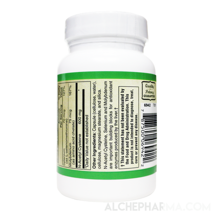 N-acetyl cysteine (NAC) 600mg Active w/ Co-Factors L-Selenomethione and Molybdenum-amino acid-AlchePharma