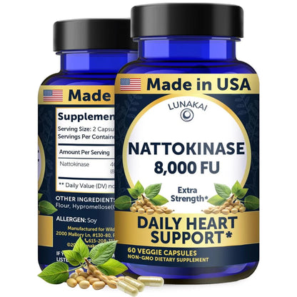 Nattokinase 8,000 FU - Daily Heart Support - 60 Capsules