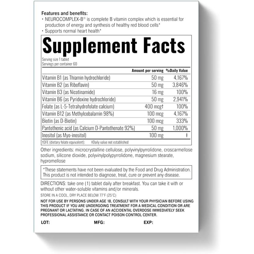 Neurocomplex-B - Vitamin B Complex - 60 Slow-Release Tablets-B-Complex-AlchePharma