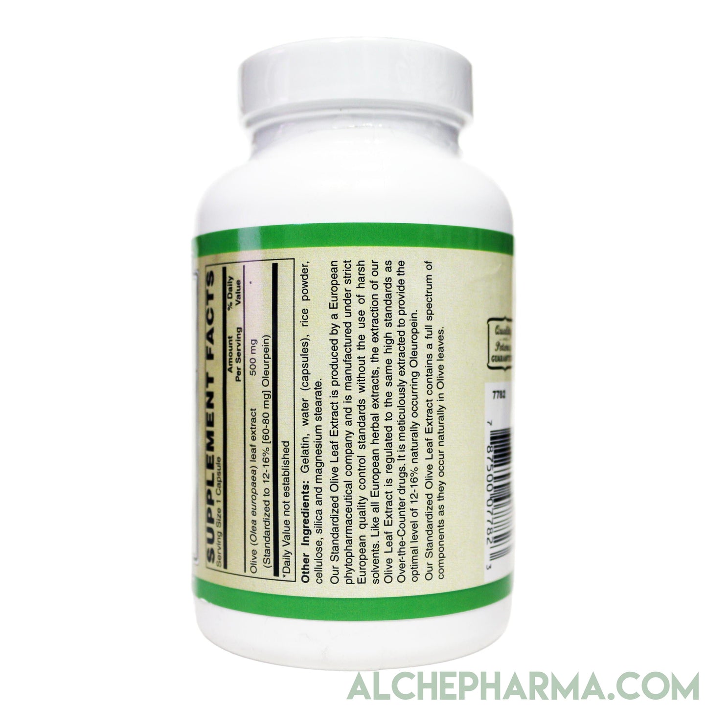 Olive Leaf Extract-500mg European Standardized to 12%-16% oleuropein (60-80mg per capsule)-Herbs-AlchePharma