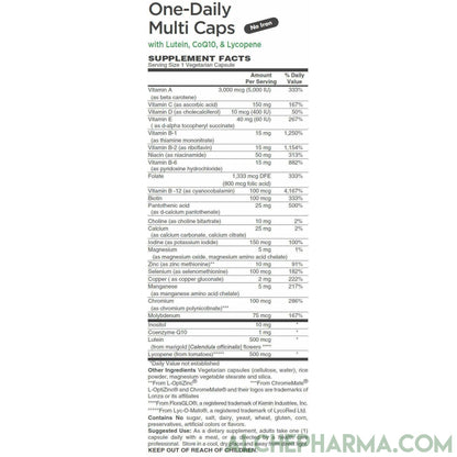 One-Daily Multivitamin Capsules (IRON-FREE) - with FloraGLO® lutein, CoQ10, & Lyc-O-Mato® lycopene-Multi Vitamin-AlchePharma