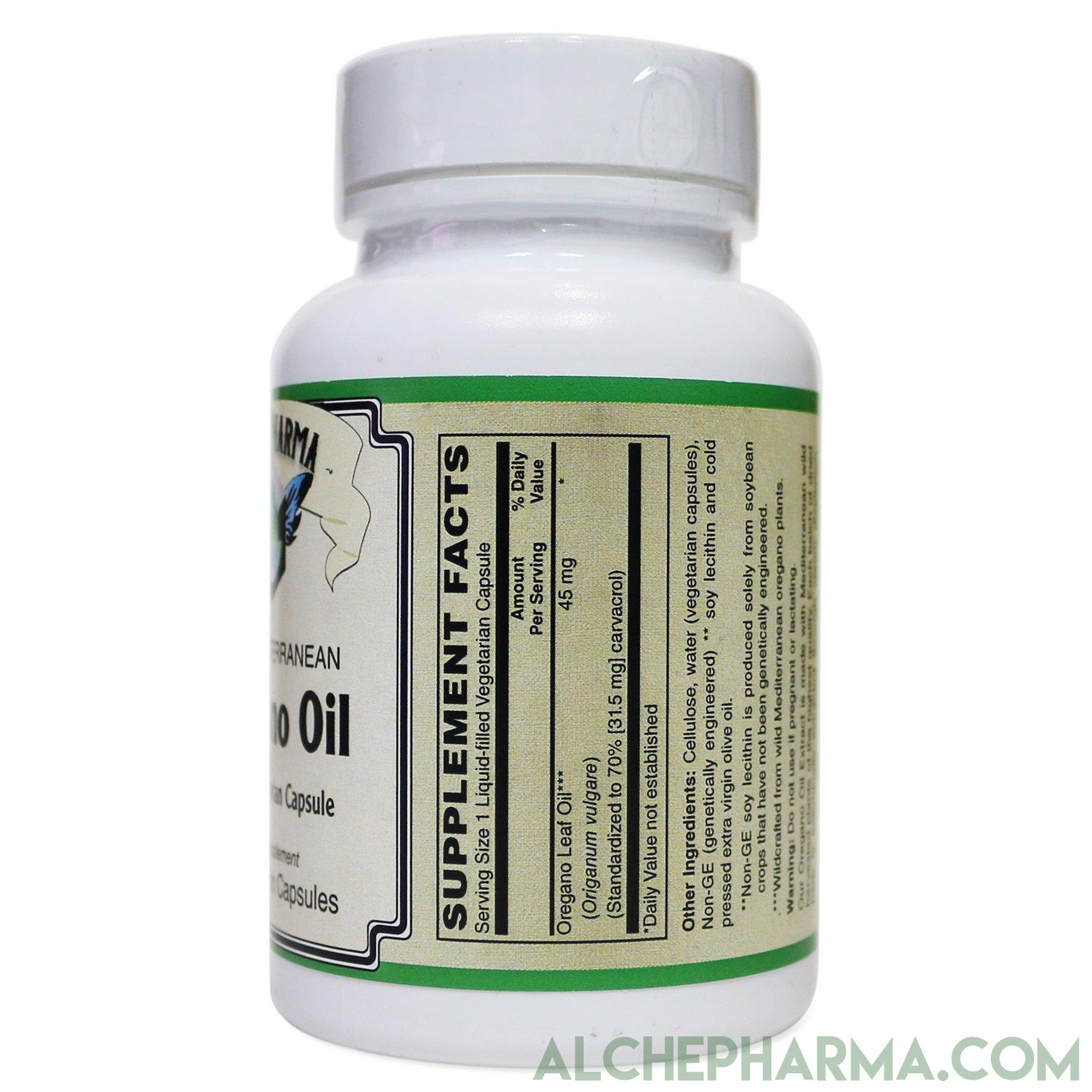 Oregano Mediterranean wildcrafted grown organically ( bio-active component minimum of 60-70% carvacrol ) Oil Liquid Filled Capsules-Herb-AlchePharma