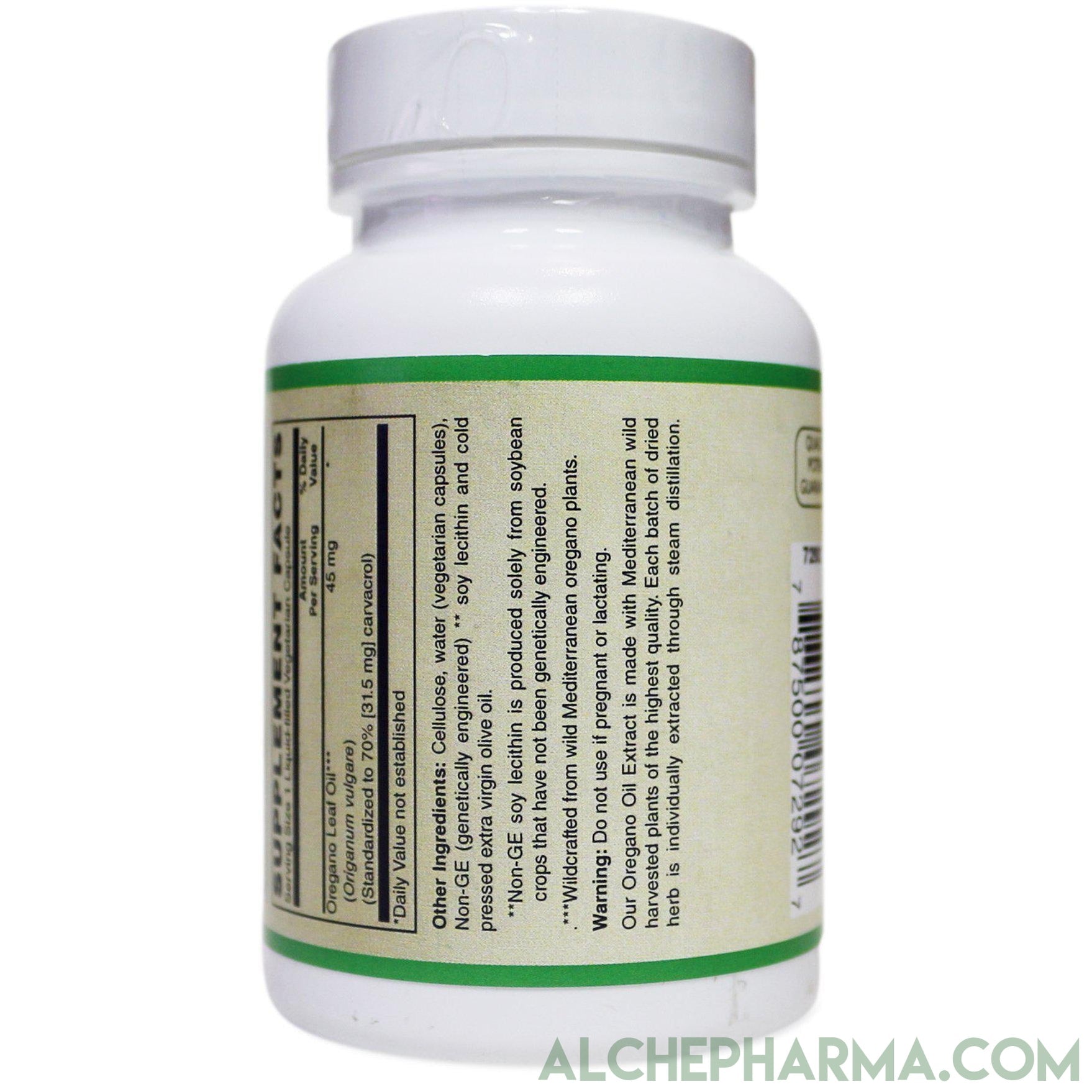 Oregano Mediterranean wildcrafted grown organically ( bio-active component minimum of 60-70% carvacrol ) Oil Liquid Filled Capsules-Herb-AlchePharma