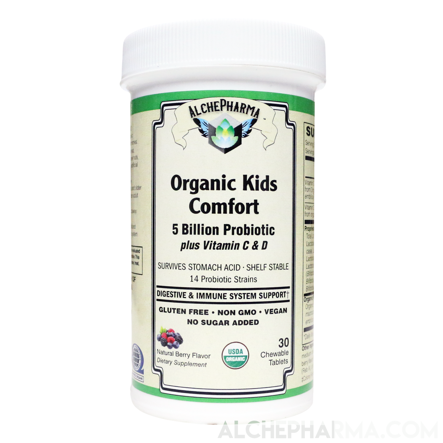Organic Kids Comfort ( Comprehensive Probiotic -USDA Organic ) Vegan Chewable-Probiotic-AlchePharma