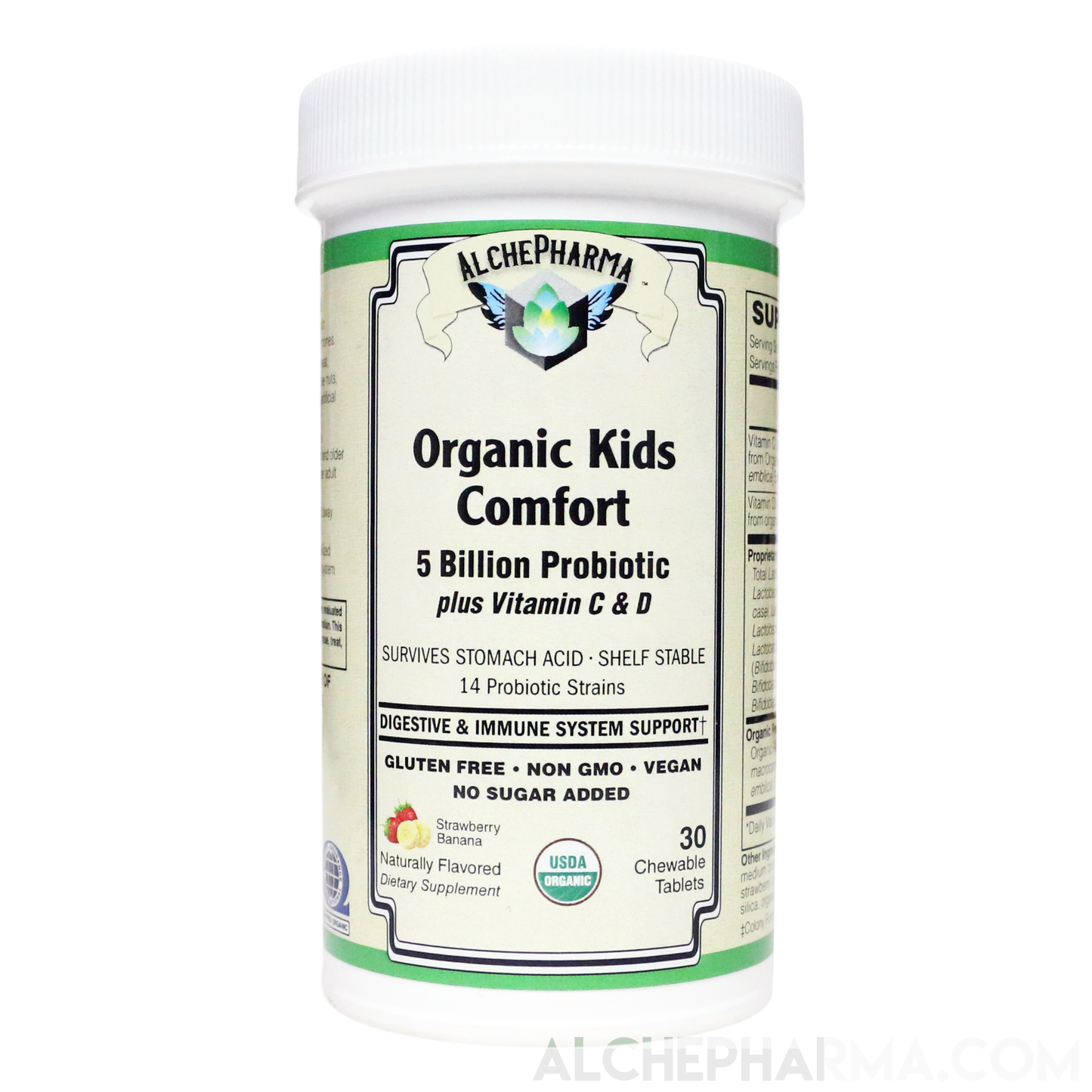 Organic Kids Comfort ( Comprehensive Probiotic -USDA Organic ) Vegan Chewable-Probiotic-AlchePharma
