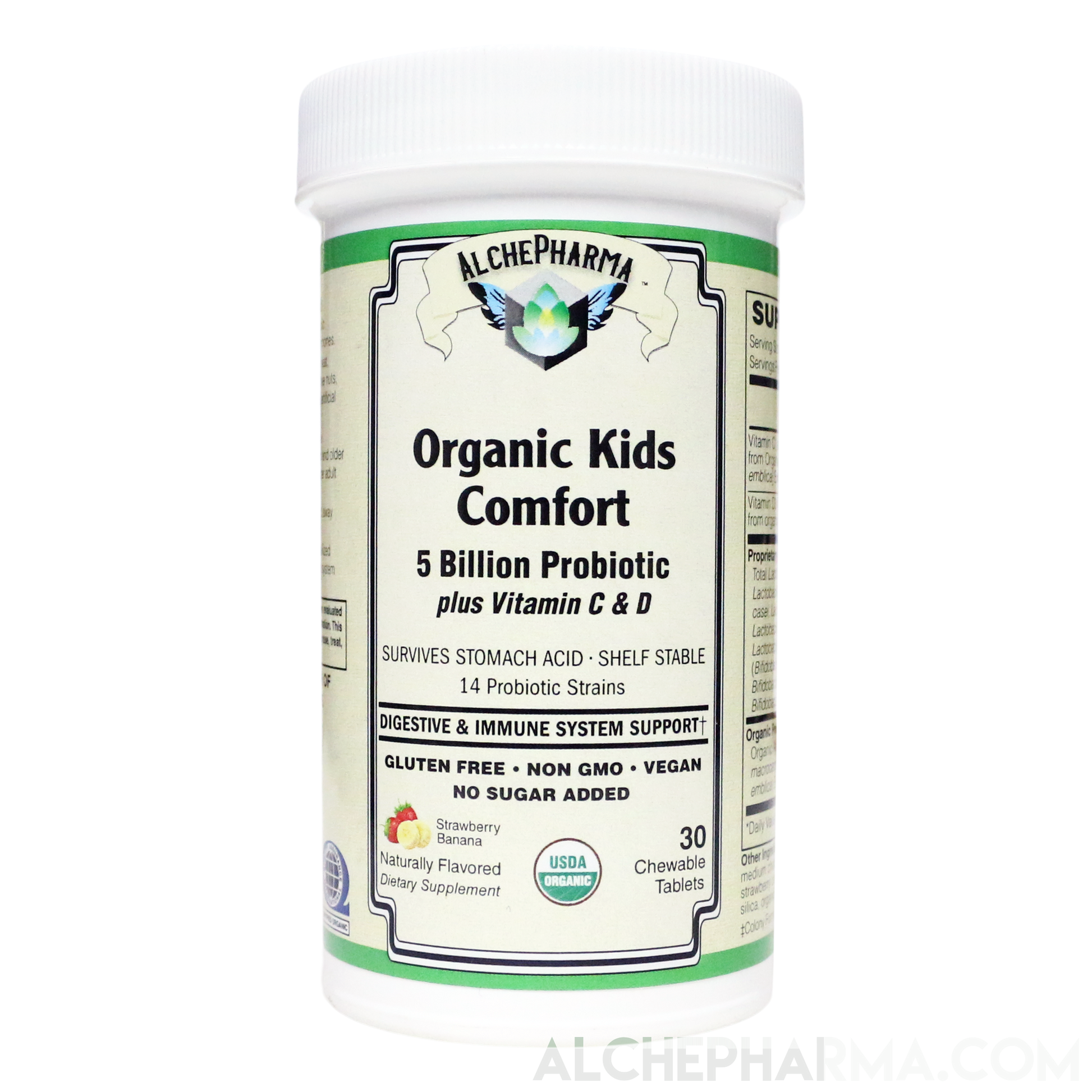 Organic Kids Comfort ( Comprehensive Probiotic -USDA Organic ) Vegan Chewable-Probiotic-AlchePharma