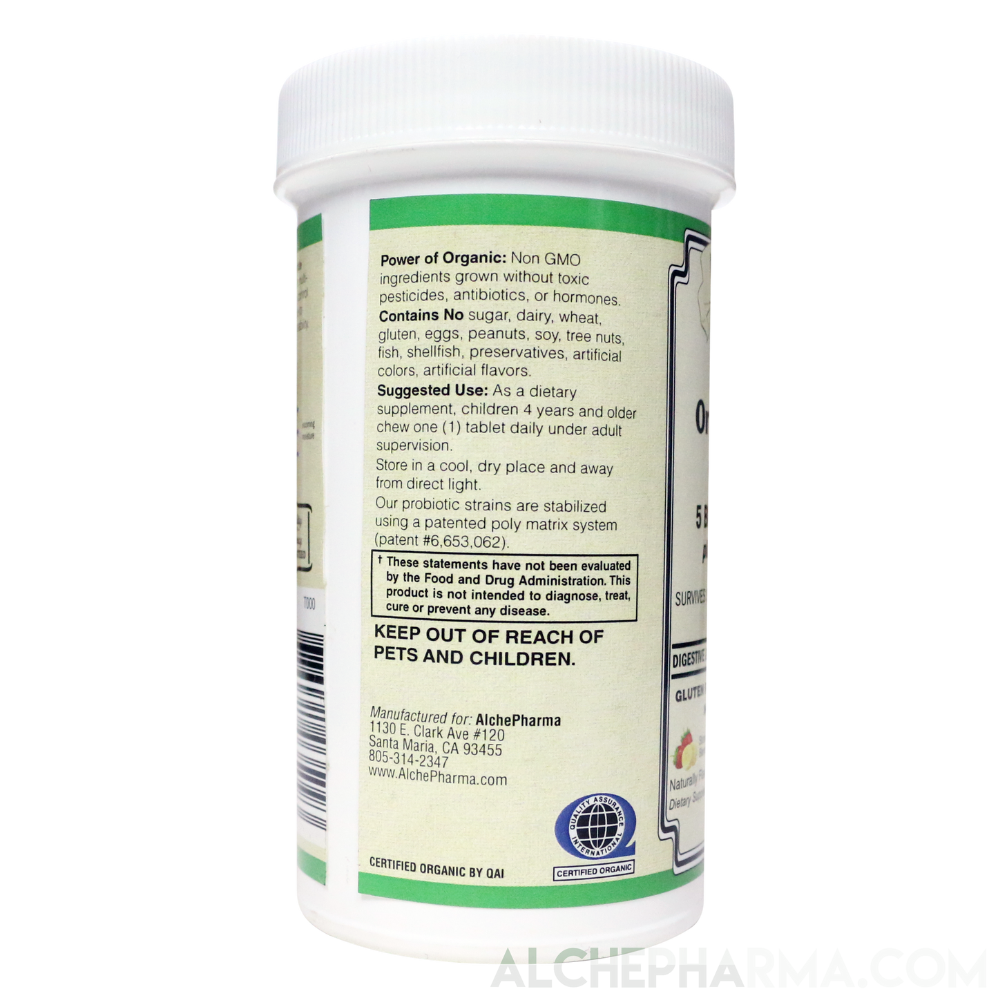 Organic Kids Comfort ( Comprehensive Probiotic -USDA Organic ) Vegan Chewable-Probiotic-AlchePharma