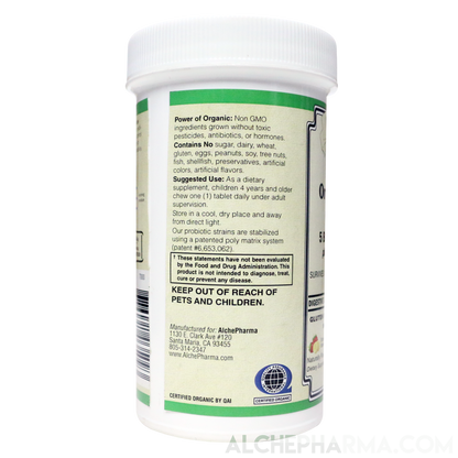 Organic Kids Comfort ( Comprehensive Probiotic -USDA Organic ) Vegan Chewable-Probiotic-AlchePharma