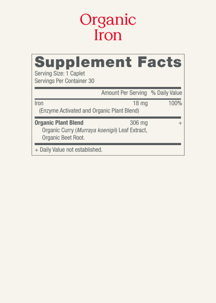 Organic Iron - Once Daily Caplets
