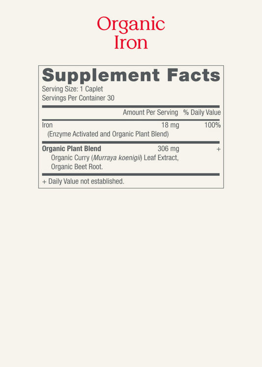 Organic Iron - Once Daily Caplets