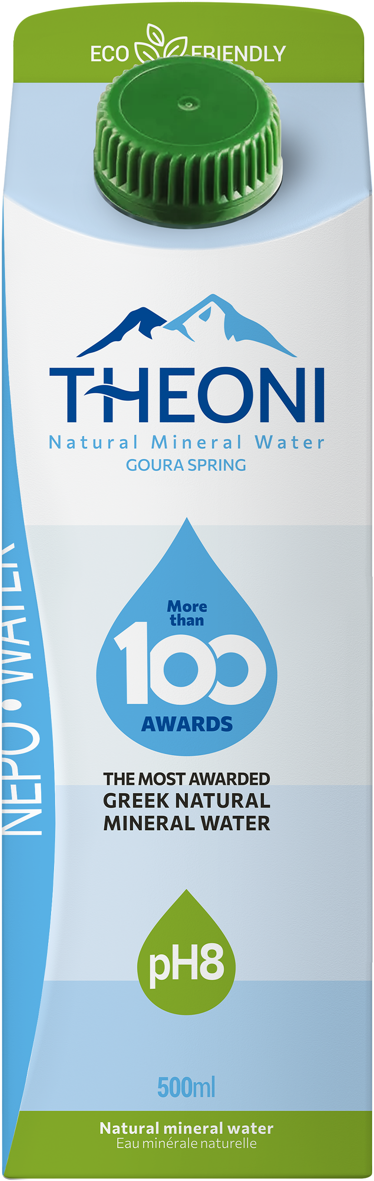 Natural Spring Water - Carton Box, Goura Spring, from Greece - 16.9 Fl. Oz./1.1 Pt./500 mL